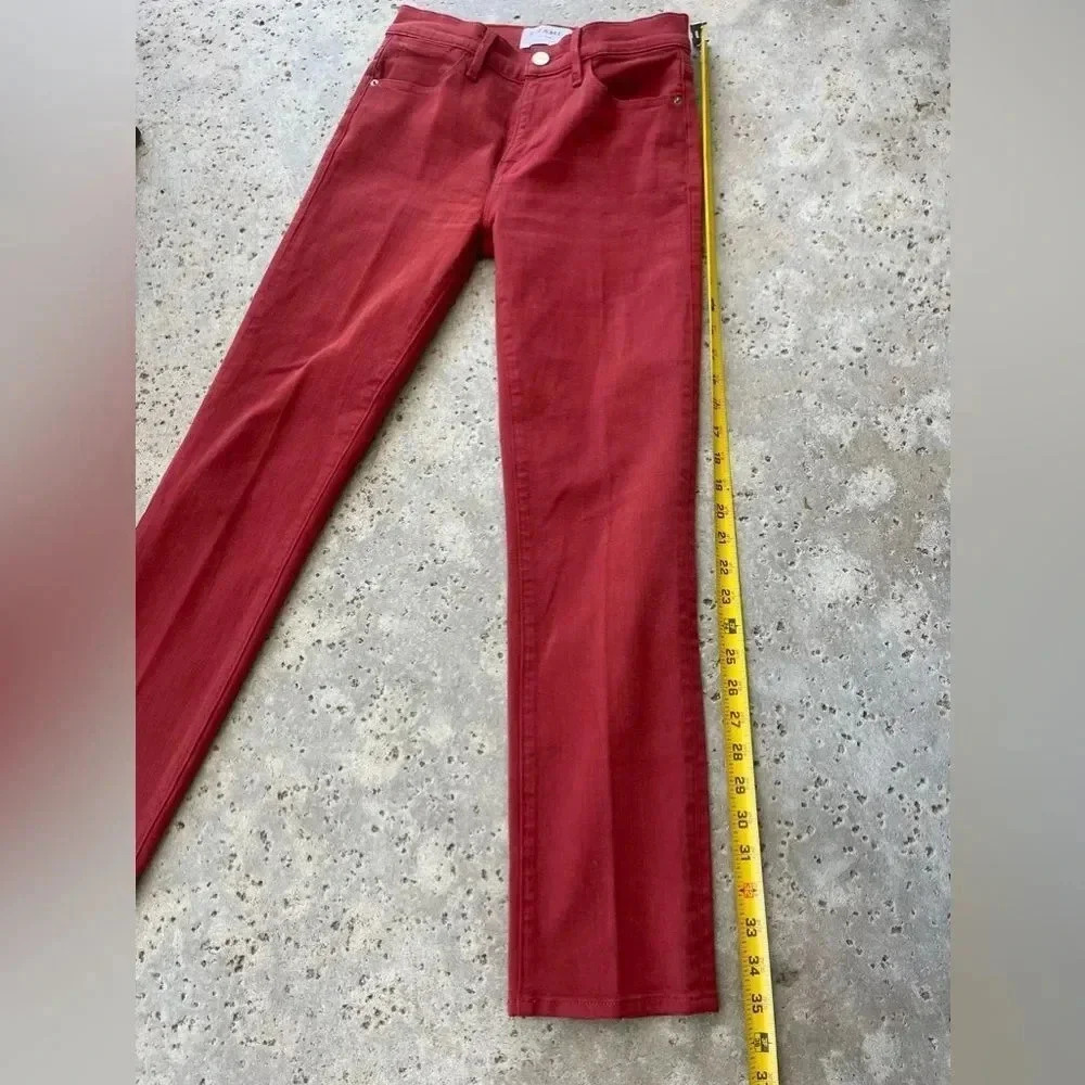 Frame Le High Straight Straight Leg Jeans in Deep Red - Picture 5 of 12